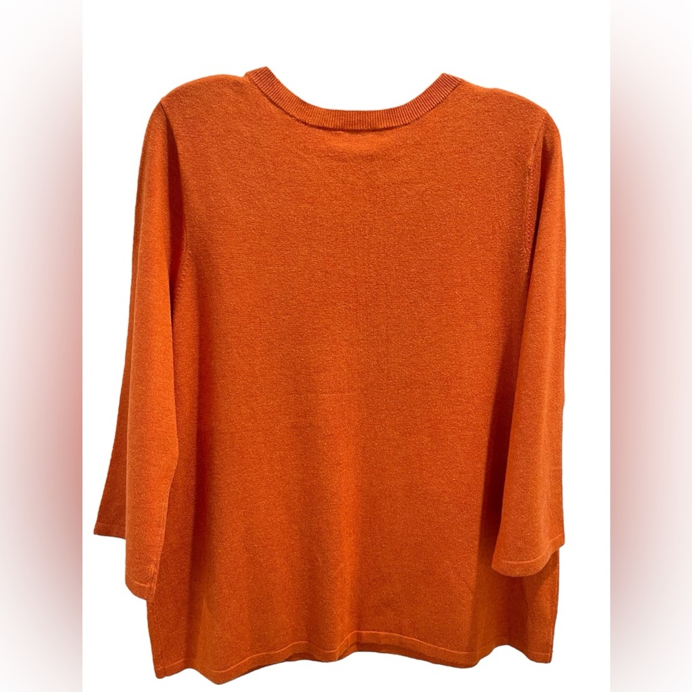 Chico’s Square Neck Rustic Orange Heather Pullover Sweater 3/4 Sleeve Nwt 2 - Picture 3 of 10